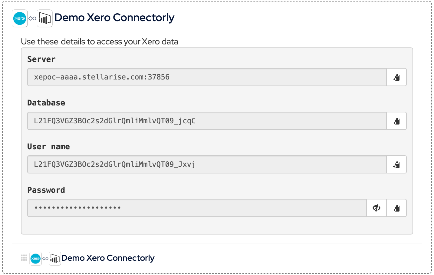 XEPOC-Connection-Details Master Revenue Forecasting with Connectorly for Xero & Power BI
