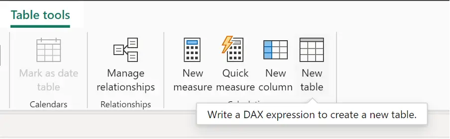 Create new table in Microsoft Power BI desktop