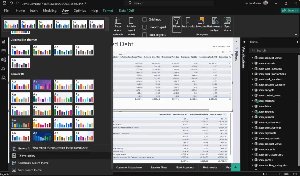 Themes in Power BI desktop