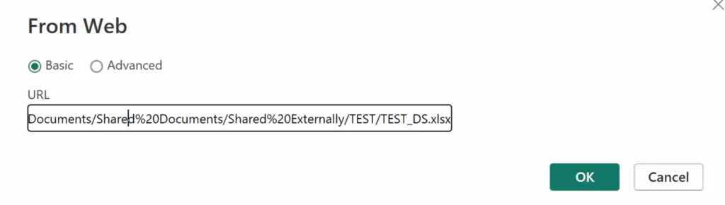 Power BI SharePoint file URL