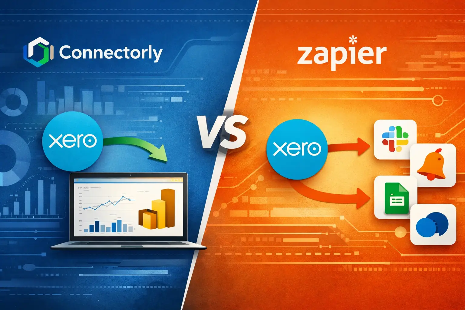 Connectorly vs Zapier comparison for connecting Xero to Power BI reporting