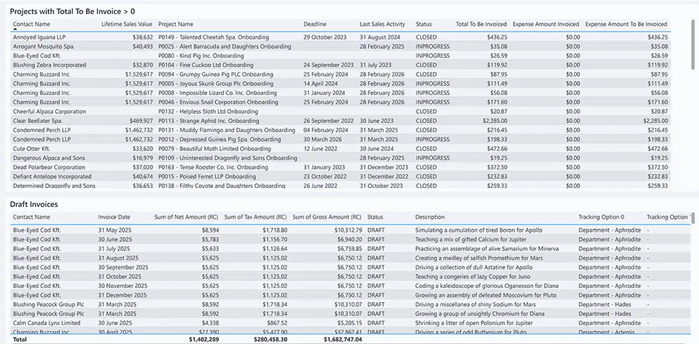 Project Invoicing to come