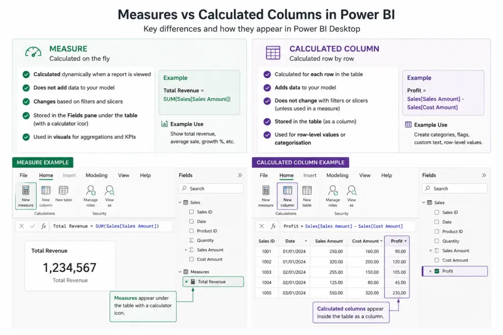 Power BI Desktop - Measure vs Calculated Column Comparison