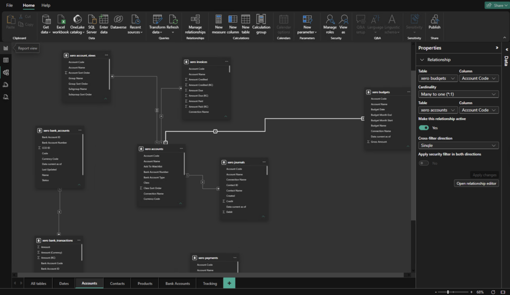 Power BI Desktop - Model view