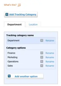 Tracking Categories in Xero