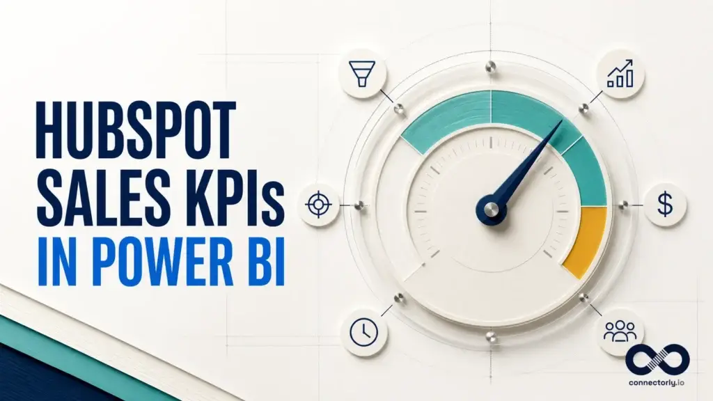 HubSpot sales KPIs in Power BI represented by a performance dial for pipeline, revenue, win rate and sales cycle